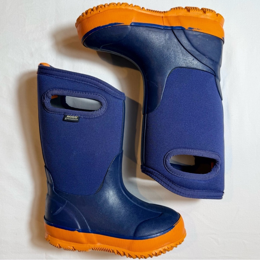 Bogs Kids Classic II Boots Boys 10 Girls Navy Orange Waterproof 3 Seasons Snow - Picture 3 of 7